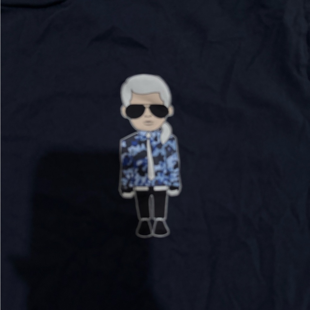 Karl Lagerfeld Graphic Tee with Blue Camouflage Character